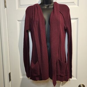 a.n.a Deep Burgundy Open Front Cardigan